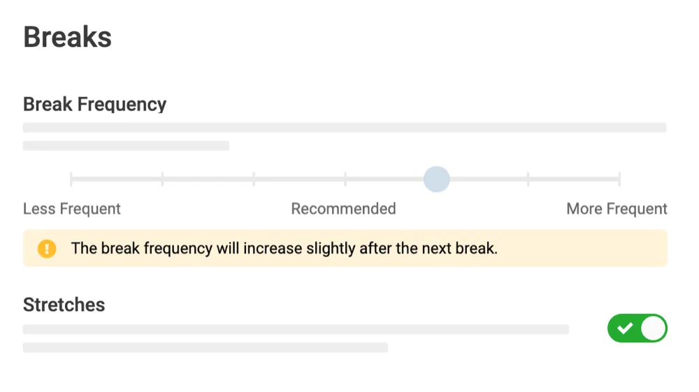 Keybreak settings panel